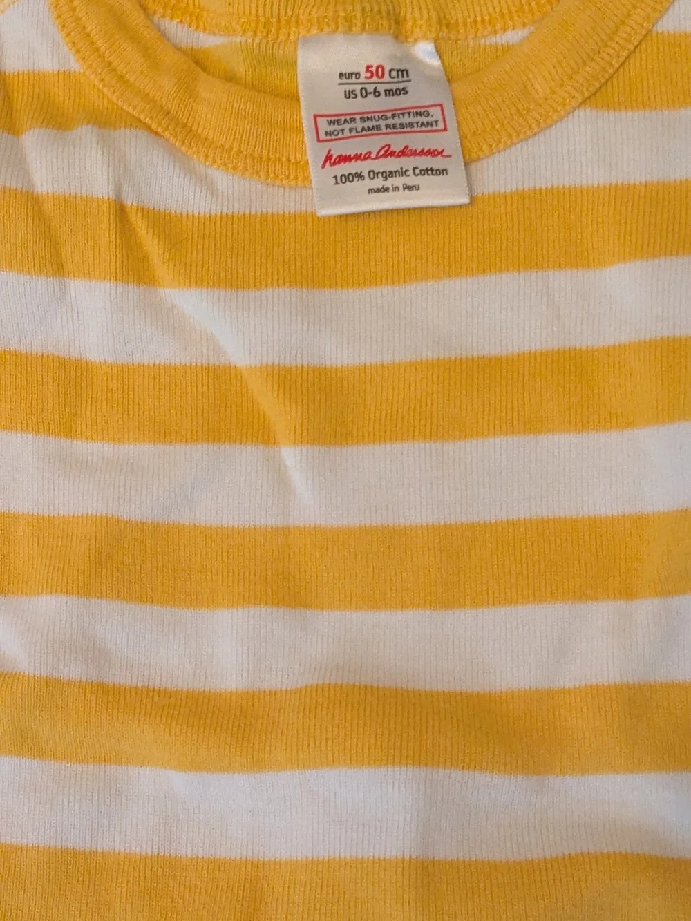Hanna Andersson Yellow & White Striped Kids Pajama Set Organic Cotton 0-6m